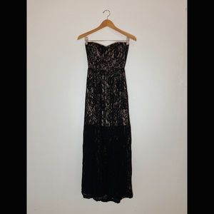 Lovely Day • Black Lace Strapless Maxi Dress